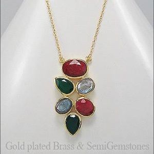 18K .5 micro Yellow Gold Over brass W GemStones